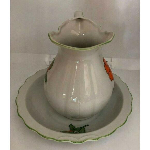 Vintage Seven Seas Bath Fashions Kitchen Flower Retro Pitcher & Bowl Japan - Picture 3 of 7